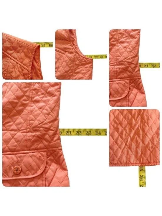 Womens I.C.Y. Quilted Vest XL Creamsicle Orange With Pockets Lightweight Layer - Picture 15 of 15